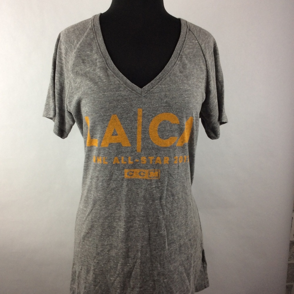 NHL Women’s XL Gray V-Neck Hockey Shirt Top NWT